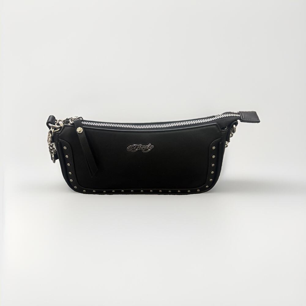 Ed Hardy Studded Shoulder Bag With Detachable Crossbody Strap in Black
